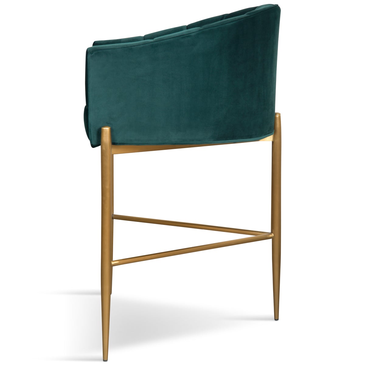 Art Deco Bar and Counter Stool in Velvet with Channel Tufting