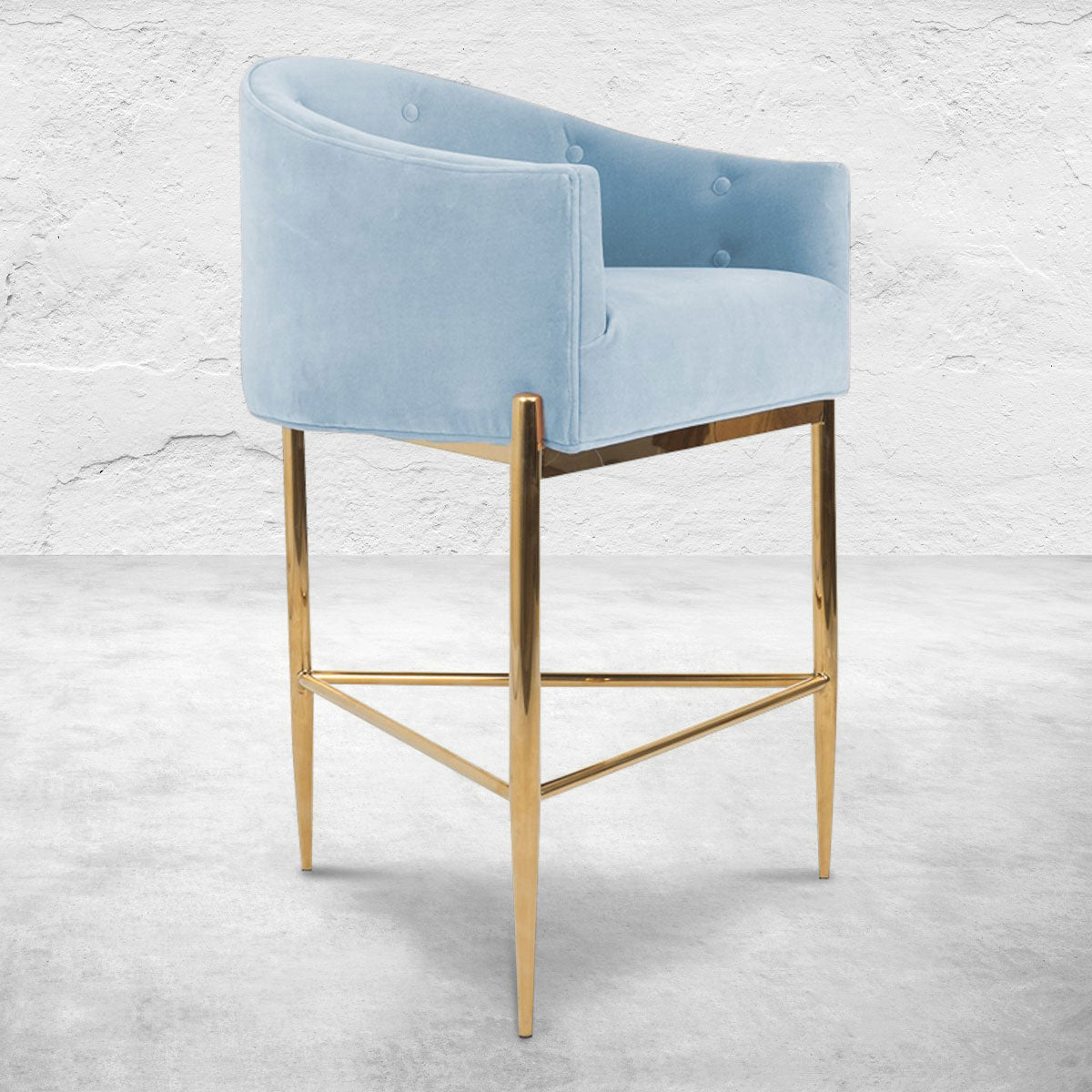 Art Deco Bar and Counter Stool in Velvet