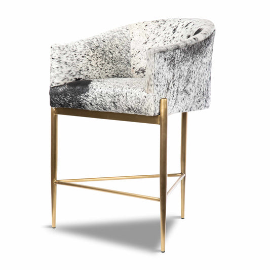 Art Deco Bar and Counter Stool in Cowhide